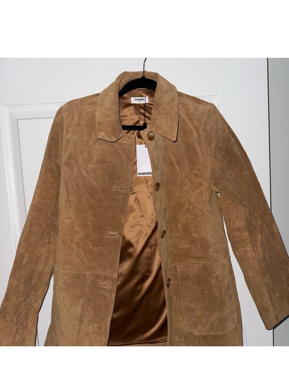 Rumored Warm Tan Suede Trench Coat